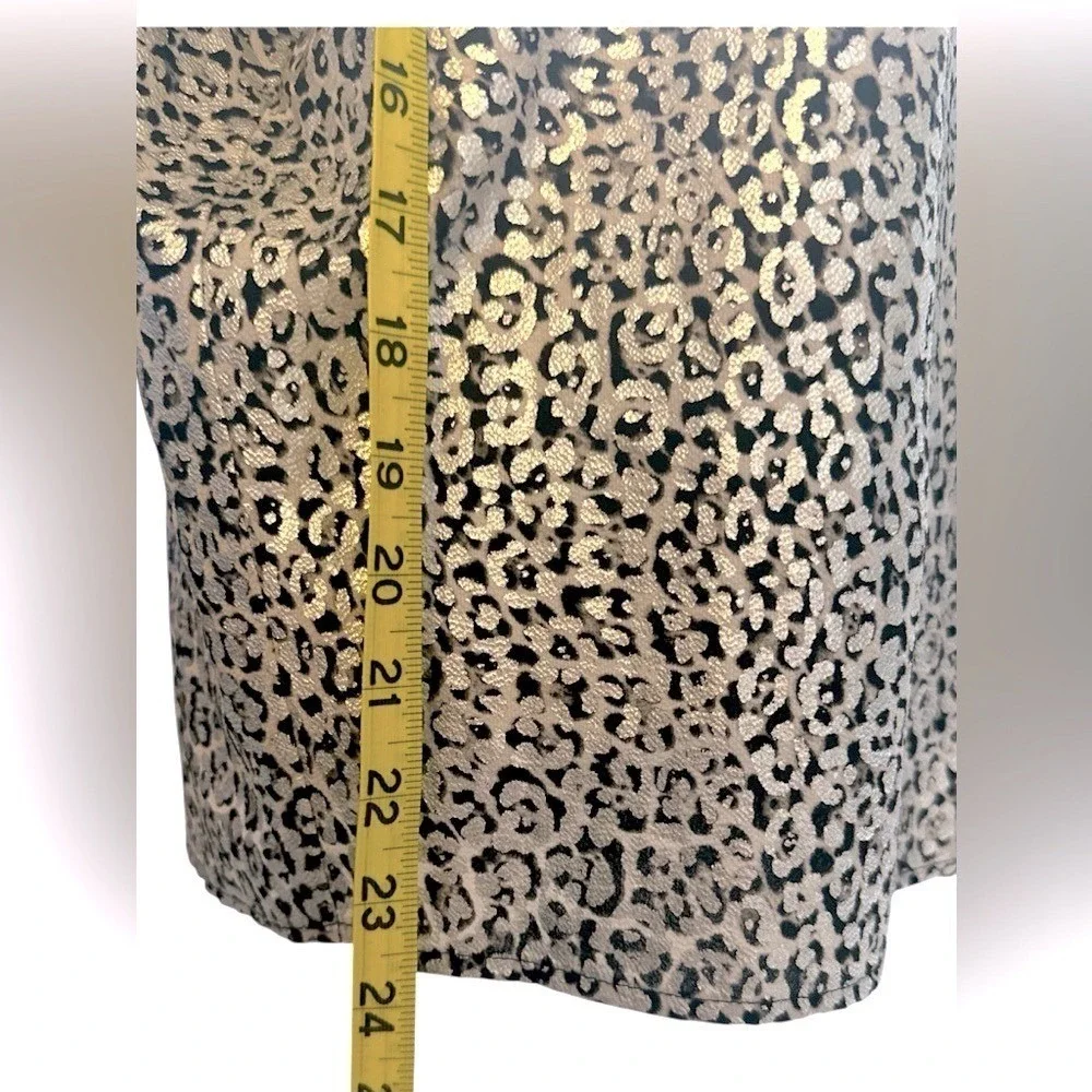 MICHAEL Michael Kors Black and Silver Leopard Print Blouse‎